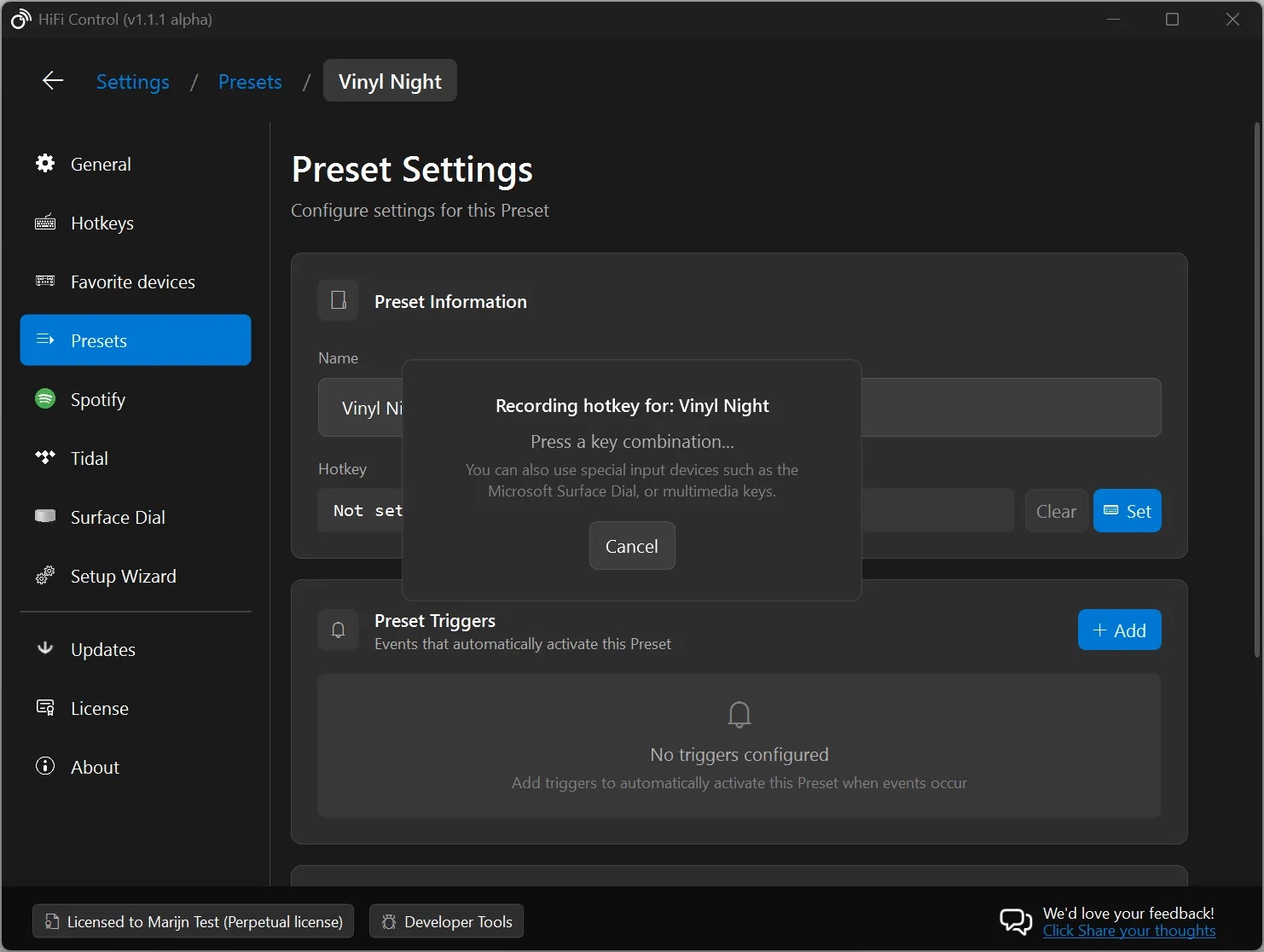 Hotkey assignment