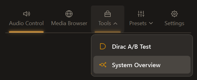 System Overview in the Tools menu with a paid HiFi Control license