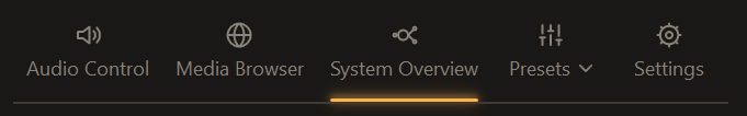 System Overview selected in the HiFi Control secondary-mode toolbar